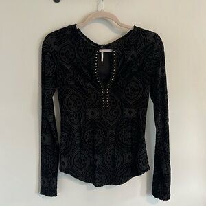 Free People Velvet Paisley Top (M)